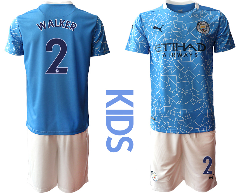 Youth 2020-2021 club Manchester City home blue #2 Soccer Jerseys